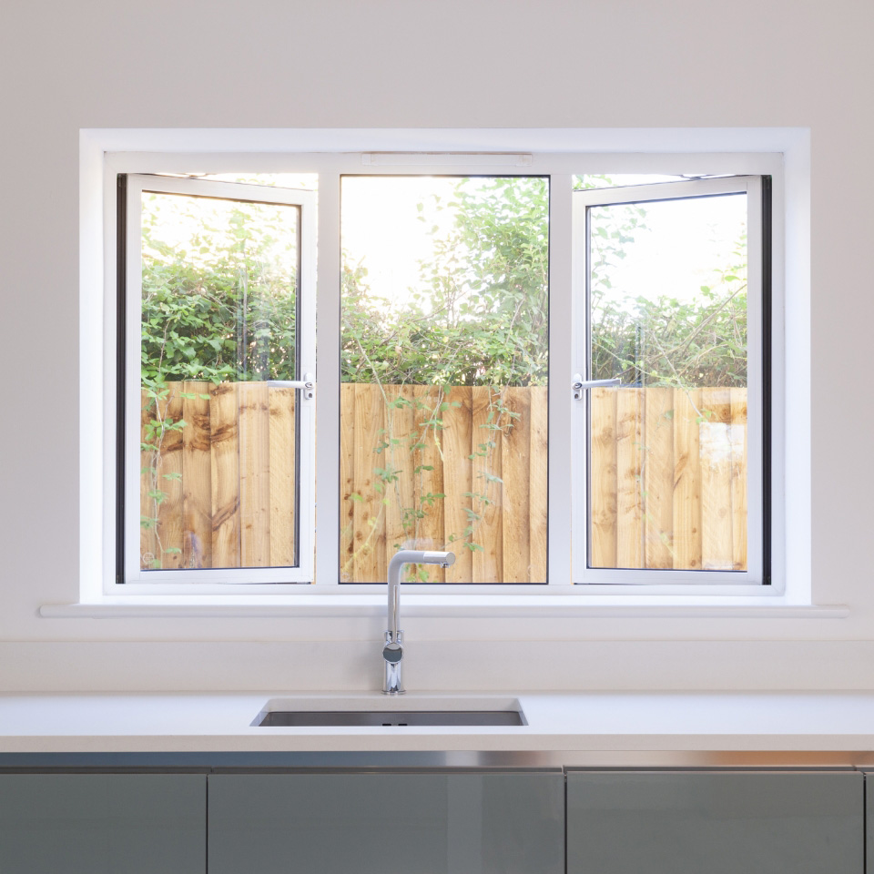 White aluminium windows for a home in Wiltshire.